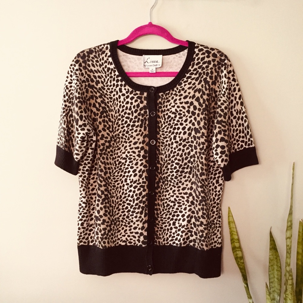 Animal print short sleev cardigan Retro Rockabilly